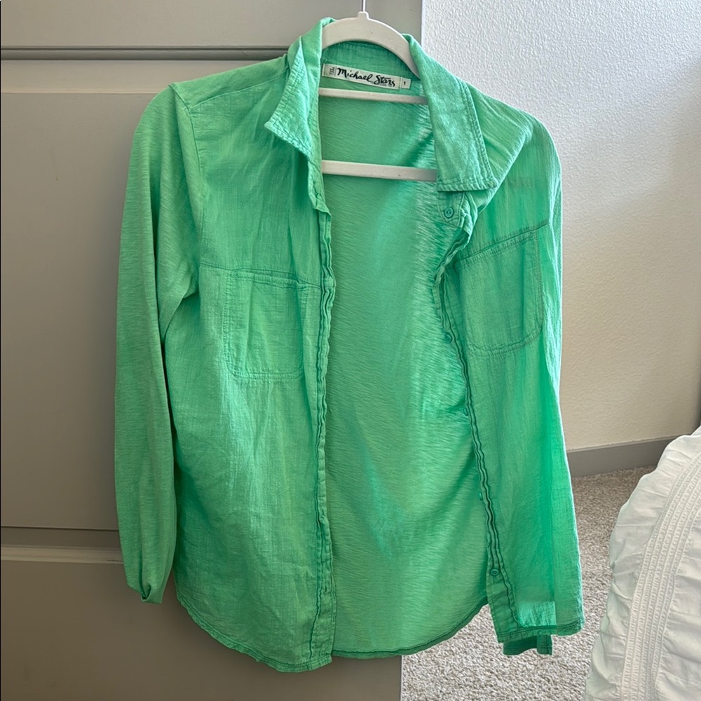 Michael Stars Green Button-Up Shirt